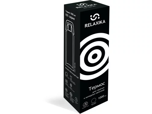 Термос Relaxika 101 (1 литр), черный (без лого) фото 10