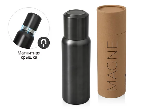 Вакуумный термос c магнитной крышкой Magne, 500 мл, темно-серый