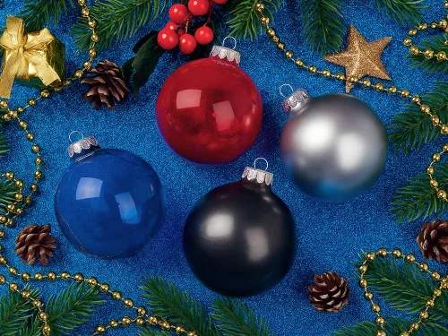 Стеклянный елочный шар Christmas bauble, серебро, металлик, с серебристым колпачком в черной коробке фото 6 Стеклянный елочный шар Christmas bauble, серебро, металлик, с серебристым колпачком в черной коробке фото 6
