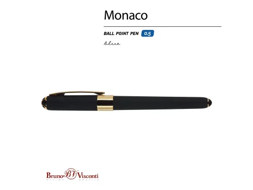Ручка пластиковая шариковая Monaco, 0,5мм, синие чернила, черный фото 3