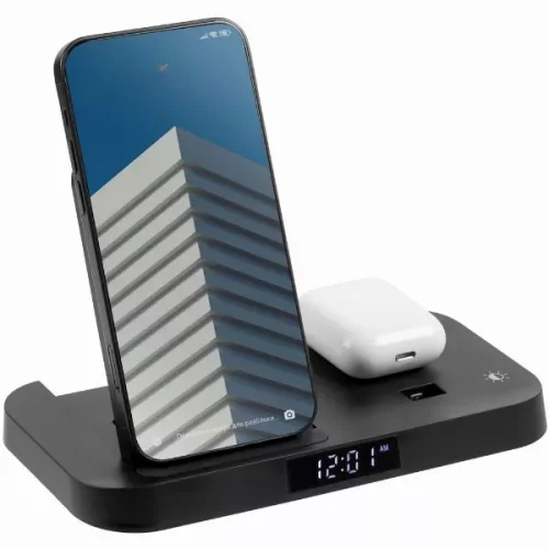 Зарядная станция с часами Clock Nest, черная фото 12