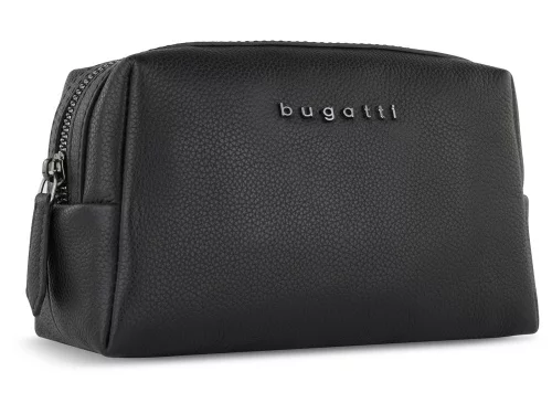 Косметичка BUGATTI БЕЛЛА | BELLA, чёрная, воловья кожа/полиэстер, 19х8,5х11 см