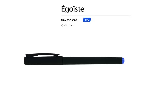 Ручка пластиковая гелевая Egoiste Black под персонализацию, синие чернила, черная фото 3