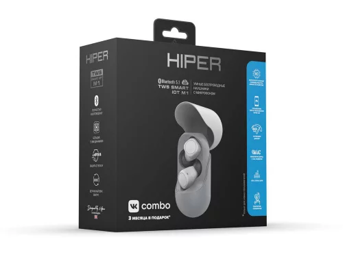 Беспроводные наушники HIPER TWS Smart IoT M1 (HTW-M10) Bluetooth 5.1 гарнитура, Серый (Р) фото 4