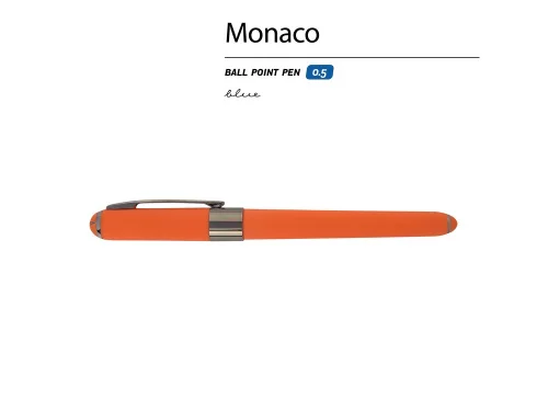 Ручка пластиковая шариковая Monaco, 0,5мм, синие чернила, оранжевый/вороненая сталь фото 3