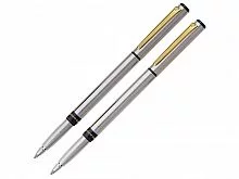 Набор Pierre Cardin коллекция ПАРА (PEN&PEN) : ручка шариковая + роллер. Корпус - латунь и хромоникилевое покрытие. Отделка и детали дизайна - сталь, позолота. Цвет - серебристый. Упаковка Е.