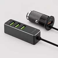 АЗУ 1 USB + 3 USB для пассажиров, QC 3.0, 7А, алюминий, графит, Deppa