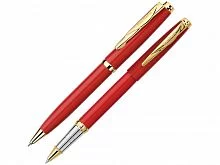 Набор Pierre Cardin коллекция ПАРА (PEN&PEN) : ручка шариковая + роллер. Корпус - латунь с лакированным покрытием. Отделка и детали дизайна - сталь с позолотой. Цвет - красный. Упаковка Е.