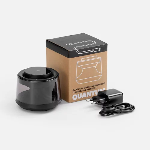Bluetooth-колонка с подсветкой и беспроводной зарядкой Quantum, черная фото 5