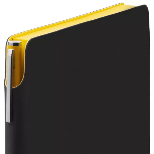 Ежедневник Flexpen Black, недатированный, черный с желтым фото 3