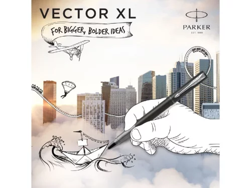 Ручка-роллер Parker Vector XL Black CT, стержень: F, цвет чернил:black, в подарочной упаковке фото 14