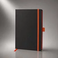Блокнот ColorNote Black, твердая обложка A5, 80 листов, черный с оранжевым