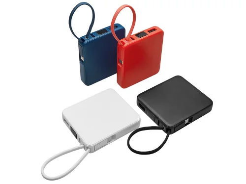 Внешний аккумулятор со встроенным кабелем USB-C Дэнси, 5000 мАч, красный фото 7