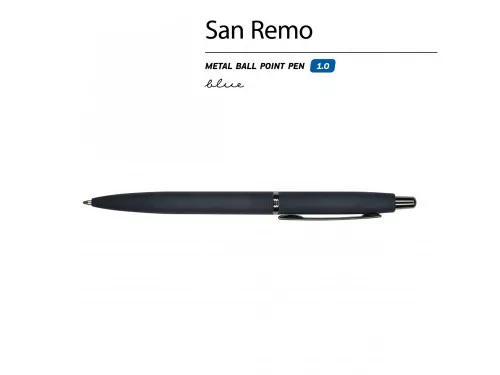 Ручка SAN REMO шариковая, автоматическая, темно-синий металлический корпус 1.00 мм, синяя фото 3