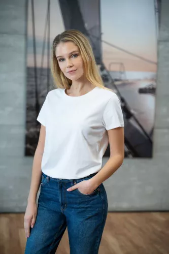 Футболка женская Ladies American U, темно-синяя фото 5