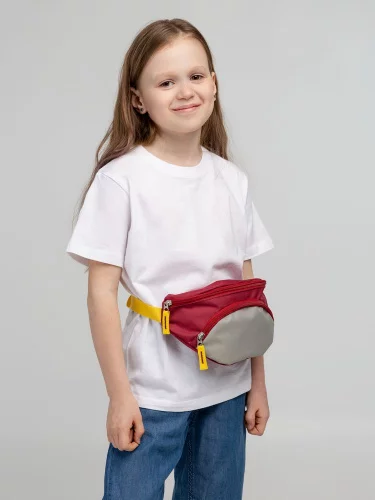 Поясная сумка детская Kiddo, бордовая с серым фото 5