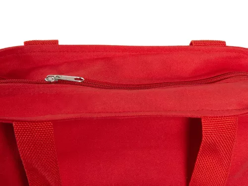 Сумка на молнии Zipper из хлопка 280 г c карманом на молнии спереди, красный фото 6