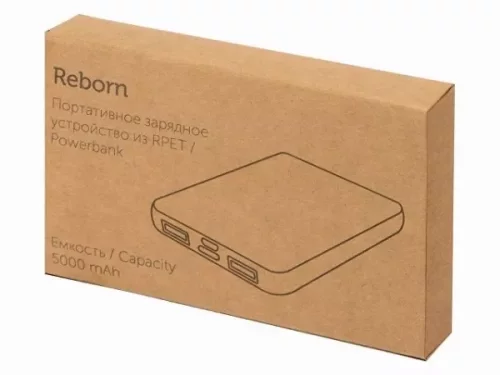 Внешний аккумулятор из rPET «Reborn», 5000 mAh фото 4