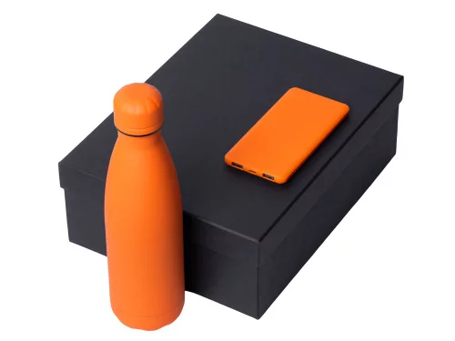 Подарочный набор с термобутылкой и повербанком С1, 5000 mAh, оранжевый фото 2