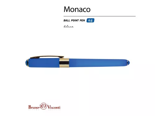 Ручка пластиковая шариковая Monaco, 0,5мм, синие чернила, ярко-синий фото 2