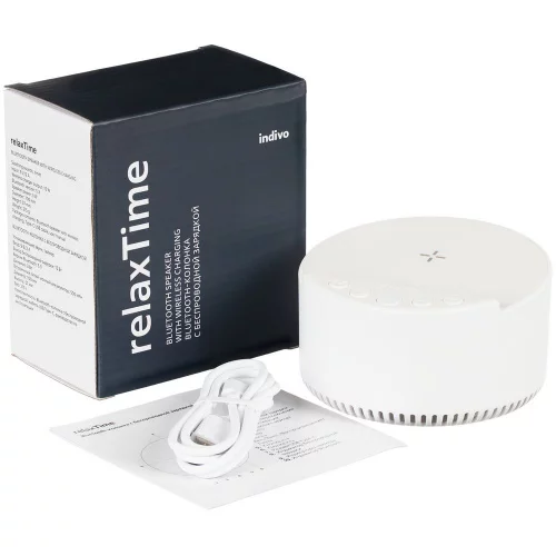 Bluetooth-колонка с беспроводной зарядкой relaxTime, белая фото 10