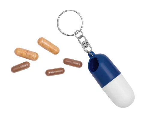 Таблетница в форме брелка Capsule, белый/синий фото 5