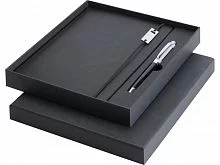 Набор Legato Elegance из блокнота формата А5 в твердой обложке и ручки-роллера, черный/белый