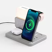 Зарядная станция с электронными часами и подсветкой Large Charge ver.3, серая