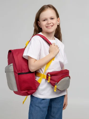 Поясная сумка детская Kiddo, бордовая с серым фото 7