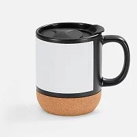Кружка с пробковой подставкой Corky Walk для сублимационной печати, черная