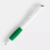 Ручка шариковая Grip, белая с зеленым