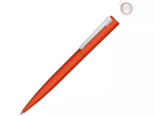 Металлическая шариковая ручка soft touch Brush gum, оранжевый Металлическая шариковая ручка soft touch Brush gum, оранжевый