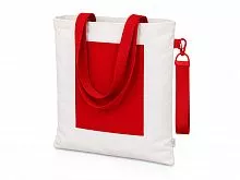 Сумка для покупок Тема 280 г из переработанных материалов, натуральный/красный + ремувка