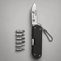 Нож перочинный Stinger, 73 мм, 8 функций, материал рукояти фиброволокно, нейлон (черный), в картонной коробке