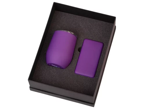 Подарочный набор с термокружкой и повербанком С1, 5000 mAh, фиолетовый фото 2