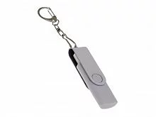 USB-флешка на 16 Гб 2 в 1 поворотный механизм, c дополнительным разъемом Type-C с одноцветным металлическим клипом, белый