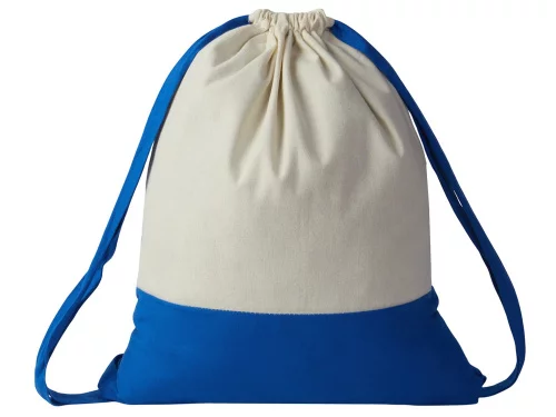 Рюкзак-мешок Cotton из хлопка 170 г, натуральный/синий фото 3