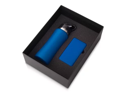 Подарочный набор с бутылкой для воды и повербанком С1, 5000 mAh, синий Подарочный набор с бутылкой для воды и повербанком С1, 5000 mAh, синий