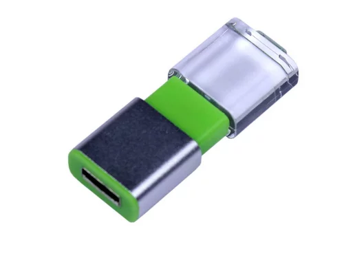 USB-флешка промо на 32 Гб прямоугольной формы, выдвижной механизм, зеленый фото 2