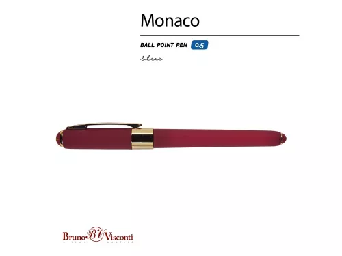 Ручка пластиковая шариковая Monaco, 0,5мм, синие чернила, бордовый фото 3 Ручка пластиковая шариковая Monaco, 0,5мм, синие чернила, бордовый фото 3