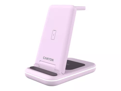 Беспроводное зарядное устройство 3-в-1 CANYON WS-304 (CNS-WCS304B), 15W, розовый Беспроводное зарядное устройство 3-в-1 CANYON WS-304 (CNS-WCS304B), 15W, розовый