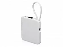 Внешний аккумулятор со встроенным кабелем USB-C Дэнси, 5000 мАч, белый