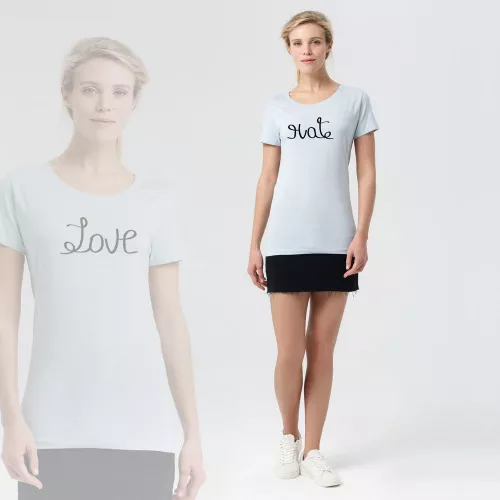 Футболка женская Hate-Love, голубая фото 4
