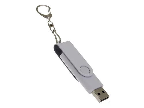 USB-флешка на 32 Гб 2 в 1 поворотный механизм, c дополнительным разъемом Type-C с одноцветным металлическим клипом, белый фото 2