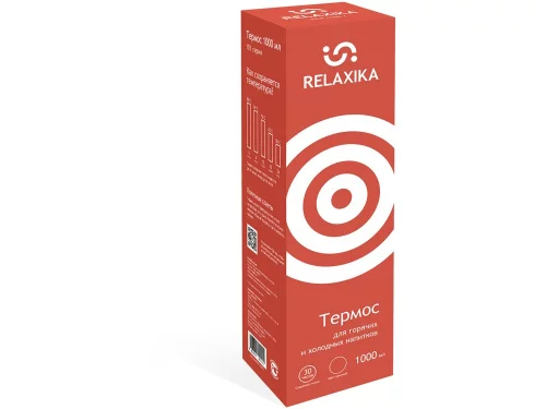 Термос Relaxika 101 (1 литр), красный (без лого) фото 10