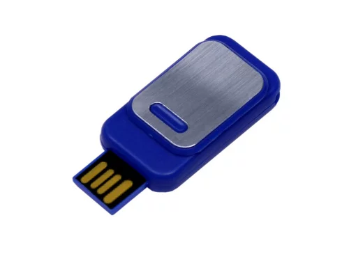 USB-флешка промо на 32 Гб прямоугольной формы, выдвижной механизм, синий USB-флешка промо на 32 Гб прямоугольной формы, выдвижной механизм, синий