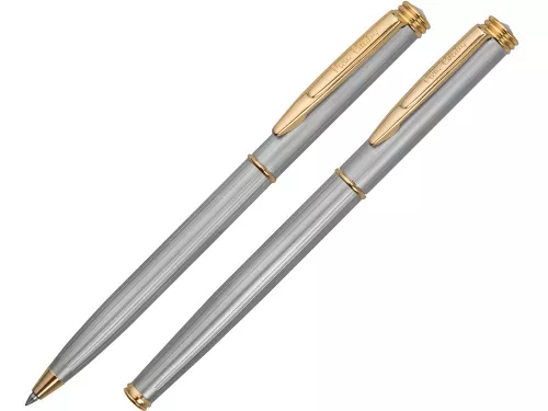 Набор Pierre Cardin PEN&PEN: ручка шариковая + роллер. Цвет - серебристо-бежевый. Упаковка Е.