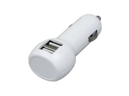 Автомобильная зарядка CC-01, 2 USB порта, белый цвет. фото 2 Автомобильная зарядка CC-01, 2 USB порта, белый цвет. фото 2