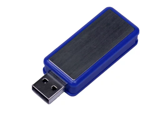 USB-флешка промо на 32 Гб прямоугольной формы, выдвижной механизм, синий USB-флешка промо на 32 Гб прямоугольной формы, выдвижной механизм, синий