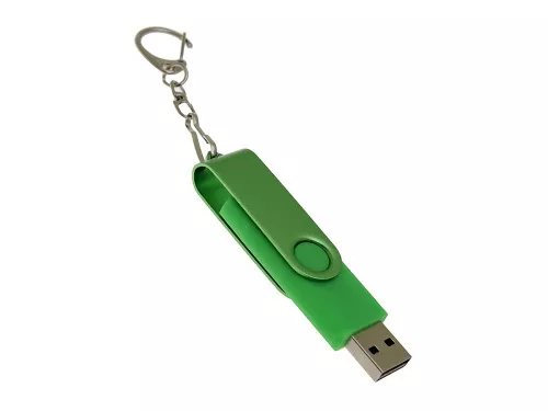 USB-флешка на 32 Гб 2 в 1 поворотный механизм, c дополнительным разъемом Type-C с одноцветным металлическим клипом, зеленый фото 2